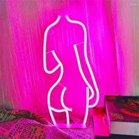 Night Lights Woman Body Neon Sign USB LED Sexy على شكل جدار شنق