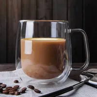 Tazas de té de vidrio de doble pared Beer Beer Milk Juice Cup Drinkware Lover Coffee Cups Regalo Y2210