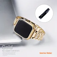 Bling Bands Cases with Apple Watch 38mm 40mm 41mm 42mm 44mm 45mm Iwatch Series 7 6 5 4 3 2 1 Diamond Rhinestone Stainless Steel Metal Bracelet Wristband Strap for Women