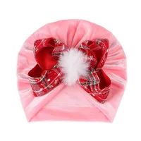 Boll Caps Baby Christmas Big Bow Turban Hats B￶hmen Cap Girls Headwear Bun Knot Cardigan Head Trucker