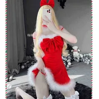 Stage Wear Lolita Girls Santa Cosplay Come Christmas Princess Sling Backless Red Dress Sexy Lingerie Winter Wrap Borst BHA Tops Dropship T220901