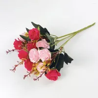 Decorative Flowers 36cm 12 Heads Artificial Silk Rose Flower Bunch Bouquet Fake Festival Supplies Home Decor Gift