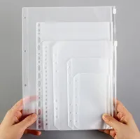 Packaging Bags of A4 A5 A6 A7 Clear Punched Binder Pockets for Notebooks 6 Holes Zipper Loose Leaf Bags PVC Notebook Inserts Organize Storage Folders