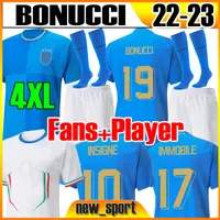 Xxxl 4xl 22 23 Italia bonucci piłka nożna fani gracz 2022 Home Verratti Jorginho insigne Belotti Chiesa Barella Chiellini ItaMi Ulimi Bambini Football Shirt