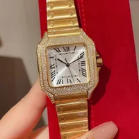 Santos Tasarımcısı Diamond Watch Womens Watchs 35 mm kuvars kadın izle bayan sayacı resmi kopya bilek saati bayanlar kıdemli hediye 591a