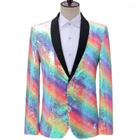 Мужские костюмы Rainbow Blazer Jacket Мужчина сцены вечеринка с блестками мужские куртки плать