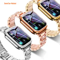 Cajas de bandas de mujeres compatibles para la banda de Apple Watch 45 mm 41 mm 38 mm 42 mm 44 mm con 2 paquetes Diamantes de cristal Diamonds Case Iwatch SE Serie 7 6 5 4 3 2 1 reloj inteligente