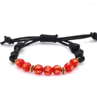 Strand 2022 Arrive Tibetian Om Mani Padme Hum Carved Obsidian Beads Men Bracelet Leather For And Women Wholesale