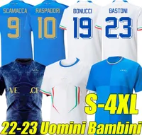 XXXL 4XL ITALYS voetbalshirts 2022 2023 Italia Scamacca Immobile Chiesa Football -shirts Raspadori Jorginho Barella Bastoni Frattesi National Team Men Kids Kit