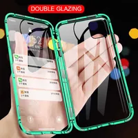 Cell Phone Cases 360 Magnetic Adsorption Metal For iPhone 14 13 12 11 Pro Max XR Double-Sided Glass 6S 7 8 Plus Magnet Cover Y2210