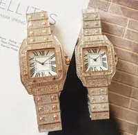Diamond Watch Hip Hop Square Roman Dial Mens Strap Quartz Автоматические движения механические часы из нержавеющей стали Business Bristeck Nisex Gift de Luxe