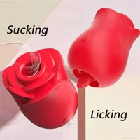 Masseur de jouets sexuels Vrouwen Masturbatie Lick Vibator Seksspeeltje Tong Likken Zuiigen Tepel Clitoris Stimulatie Rose Vibartion Stimulateur
