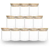 DIY Sublimation 6oz Tumbler Glass Can with Bamboo Lid Candle Jar Storage Storage Container Clear Frosted Home Kitchen Supplies Wly935