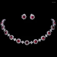 Pendientes de collar Set Emmaya Luxury Cubic Zircon Crystal Bridal Sets for Women Wedding Party Jewelry