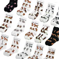 Heren sokken huisdier dierhond katoen casual vrouwen mannen streetwear grappige witte zwarte korte happy cartoon