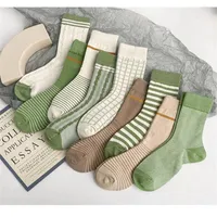Kadın Çorap 1 Çifti Sevimli Kızlar Avokado Yeşil Kafes Matcha Matcha Renk Japon Sıradan Nefes Alabilir Pamuk