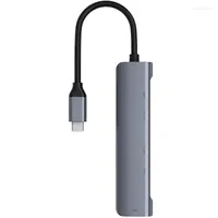 Aluminium USB-C Docking Station 5 IN1 Typ C Hub USB 2.0/USB 3.0 O 3,5 mm portar Expander Adapter för PC-bärbar dator