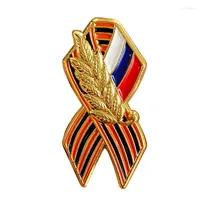 Broşlar St George Ribbon Rusya Kahramanlığı Broş Siyah ve Turuncu Vatansever Savaş Sembol Rozeti Dünya II Zafer Kavur Pinleri