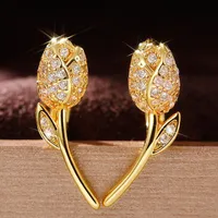 Europa und Amerika Mode Schmuck gelbe wei￟ vergoldet Czrose Ohrringe Studs f￼r M￤dchen Frauen f￼r Hochzeitsfeier