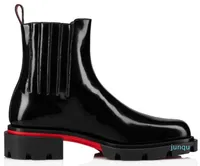 Diseñador de Londres Reds Sole Men Botas de goma Suele Cheney Walk Boot Platform Short Boot Platform Booties de gamuza Black Suede 08
