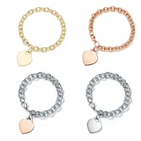 Zincir Kalp Şeklinde Bilezik Tiffan Mektubu T Aile Kalınlaştırılmış Charm Bilezikler Tasarımcı Kadınlar için Mücevherler Lüks Aşk Boksları Kadınlar İçin Bijoux Cjewelers