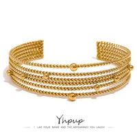 Bangle YHPUP из нержавеющей стали Многослойный модный браслет для женщин для женщин PVD 18K-золотых водонепроницаемых украшений 221025