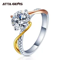 Pierścionki ślubne Attagems 75 mm 15ct D Color Runda 18k białe złoto Plane 925 Srebrny pierścień Diamentowy test biżuterii dla kobiet 221024