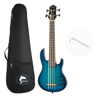 Ukelele elektrische bass uke gitaar mini 4string aquila string uit Italië eadg ashwood body w/gigbag in blauwe kleur