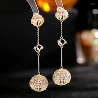 Dangle Earrings Luxury Long Tassels African For Women Wedding Cubic Zircon Crystal CZ Dubai Bridal