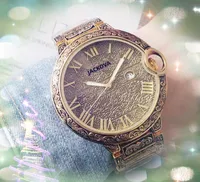 Crime Premium Mens Big Dial Watches 48 mm de cuarzo Mirador de tiempo Masculino Matrimonio Reloj grabado Flores Caso Anual Explosiones Wallwatch Montre de Luxe Gifts