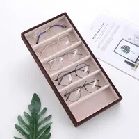 Scatole di gioielli in lino / velluto 6grids occhiali da sole display scatole di pacchetti di gioielli oggetti organizzatore vassoio L221021