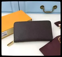 Fashion Women Purse Punse Pu Leather Coin Wallet Carte Solder Portelettes à fermeture éclair simple Médelles Long Classical Bourse avec carte Orange Box 60017