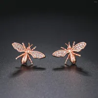 Pendientes de sementales exquisitos aretes de abejas hechas a mano para mujeres Metal Metal Rose Gold Color Daily Party Gift to Girlfriend Fashion Jewelry E113