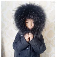 Bufandas cuello de piel de mapache natural para mujeres hombres genuinos bufanda real chaquetas de invierno accesorios de capucha cuello cálido 75 12 cm