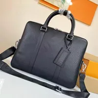 New Men Shoulder Briefcase Black Leather Designer Handbag Business Laptop Bag Messenger Bags With Nameplates Totes Men&#039;s Luggage Computer Handbags 37CM