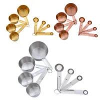 أدوات القياس 8pcs الذهب الوردي مطلي بأكواب الملعقة مجموعة من الصلب الصلب المطبخ مقياس القهوة خبز الخبز 22 3ly e3