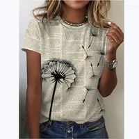 Camisetas para mujeres Tema de flores de girasol estampados 3D Camiseta floral de manga corta para mujeres de manga corta