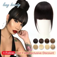 Bangs Human Hair 3 Clips 3D Blunt Cut Natural Overhead Clip i Extensions Non-Remy 2.5 "X4.5" Black Brown Blonde 221024