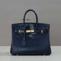Designers Handbags Birkin Designer 2023 New Fashion Lizard Pattern Bag Leather Handbag Temperament Women's Size Large Capacity Ayw