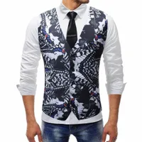 2018 جديد Fashiion Design Suit Suit Vest 3D Floral Mens Sugens Scedctcoat Slim Fitness Dress Press Plus G875#