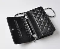 여자 Woc 크로스 바디 체인 가방 디자이너 지갑 지갑 진정으로 캐비어 어깨 플랩 지갑 램스킨 백 클러치 카드 홀더 골드 실버 하드웨어 고품질 믹스 색상