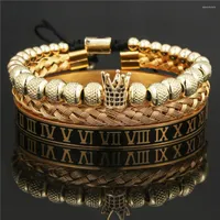 Bracelets de liaison SNQP bracelet masculin Crown Fashion Luxury Luxury Roman en acier inoxydable tress￩ Ensemble accessoires de bijoux r￩glables unisex