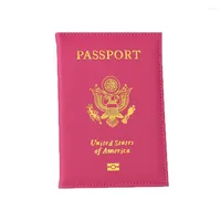 Kart tutucular pu deri pasaport kapağı seyahat kişiselleştirilmiş kadınlar pembe ABD sahibi kızlar için Amerikan kapakları