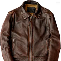 Kurtki męskie chaqueta de cuero cola golondrina para hombre abrigo vintage vintage vaca motocicleta ropa motorista talla