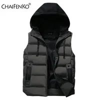 남성 조끼 Chaifenko 재킷 겨울 방수 따뜻한 민소매 패션 후드 캐주얼 가을 두껍게하는 양복 조끼 221024