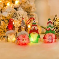 Cute Christmas Elf Decoration Luminous Antler Faceless Old Man Doll With Shiny Hats For Tree Gnome Dolls Festival Accessories
