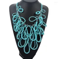 Chaines Bohemian Striping Green Perte Strand Claid Crystal Collier pour femmes bijoux de mode faits ￠ la main