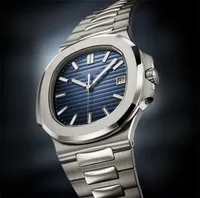 new waterproof watch automatic watches 5711 silver strap blue stainless mens mechanical montre de luxe wristwatch