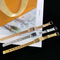 Унисекс браслет из нержавеющей стали для женщин дизайнерский дизайнерский брюк Классический высококачественный письмные браслеты аксессуары 3 цвета