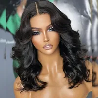 Body Wave Short Bob Lace Human Hair Per￼cken f￼r schwarze Frauen vorgezogen transparent tiefen Teil Frontaler Brasilianer T -Per￼cken